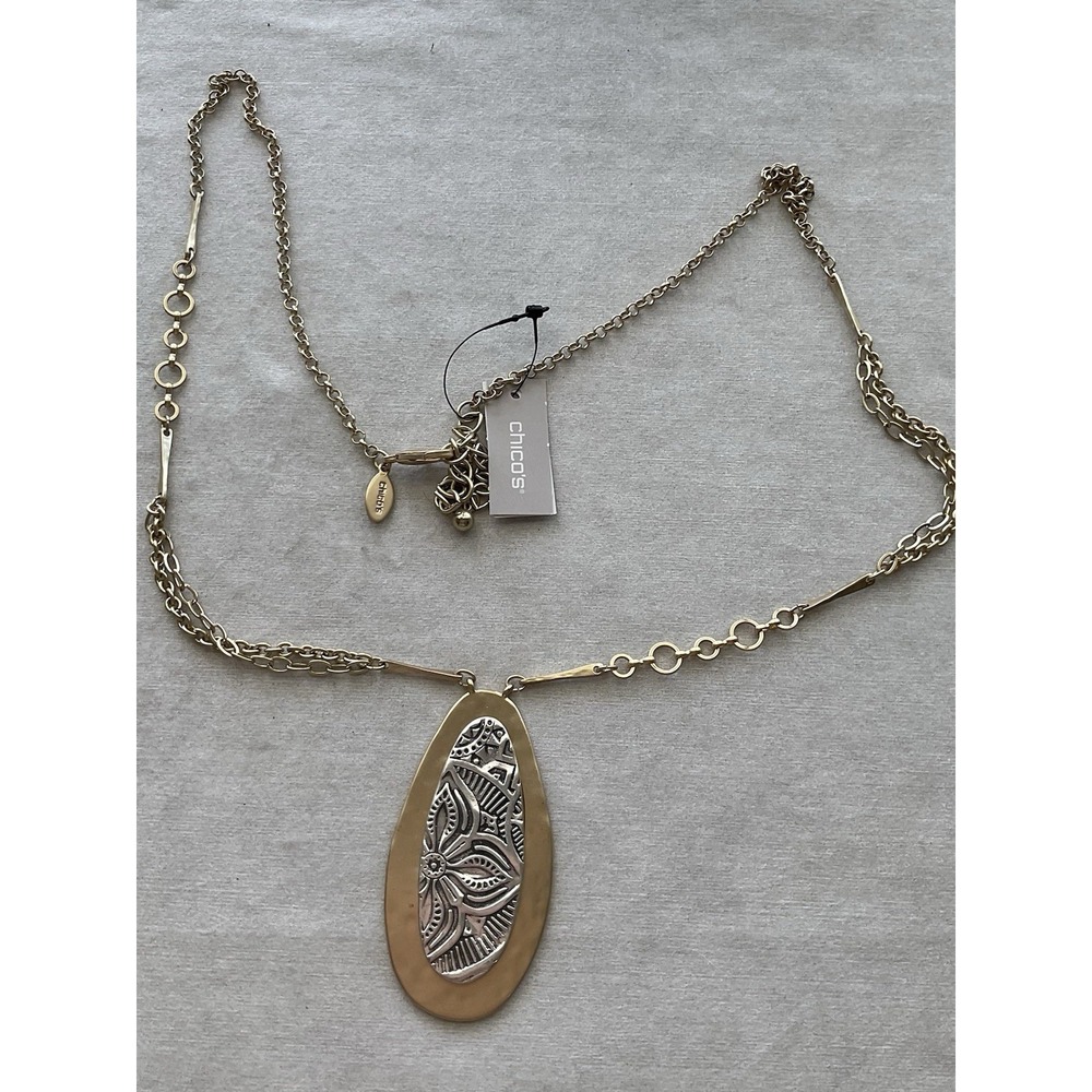 Chico's mixed-metal teardrop pendant necklace Estate Jewelry